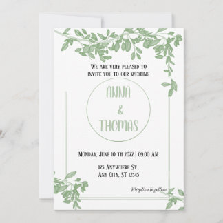 Elegant ArborealGreenery leaves Wedding Invitation