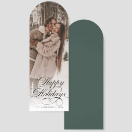 Elegant Arch 1 Photo Green Christmas Holiday Card Bookmarks