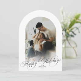Elegant Arch 1 Photo Merry Christmas Holiday Card