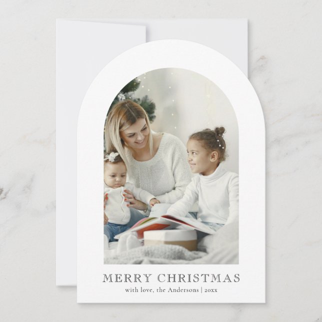 Elegant Arch 1 Photo Merry Christmas Holiday Card (Front)