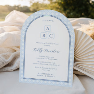 Elegant Arch ABC Blocks Baby Boy Shower Invitation