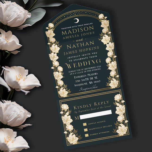 Elegant Arch Art Nouveau Wedding All In One Invitation (Creator Uploaded)