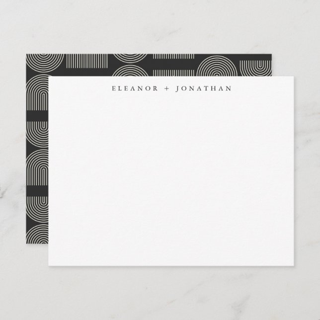 Elegant Arch Black White Personalized Couple Note Card (Front/Back)