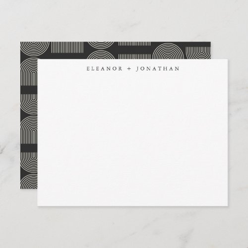 Elegant Arch Black White Personalized Couple Note Card