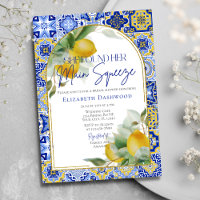 Elegant Arch Blue Tile Lemon Citrus Bridal Shower