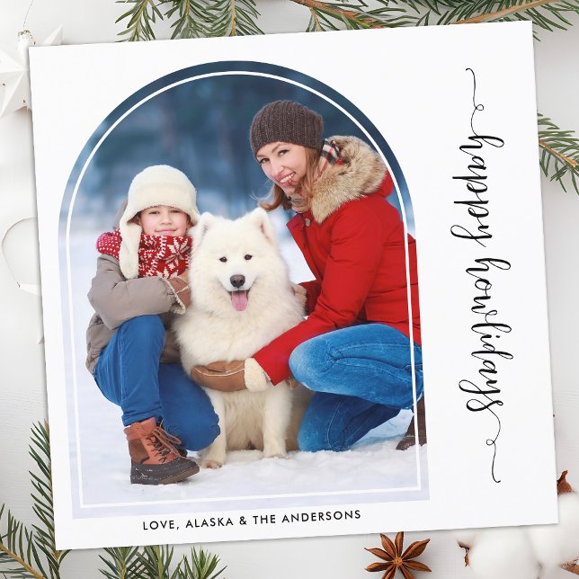 Elegant Arch Christmas Custom Modern Pet Dog Photo Holiday Card (Creator Uploaded)