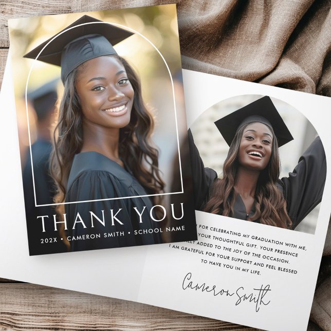 Elegant arch classic graduation photo graduate thank you card (Elegant arch classic graduation photo graduate thank you card)