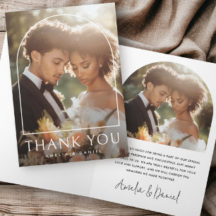 Elegant arch classic wedding photo folded letterpress thank you card