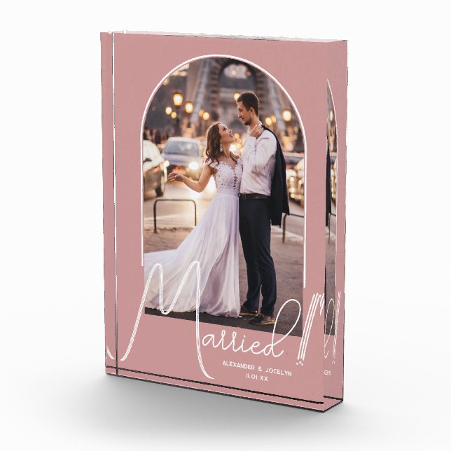 Elegant Arch Dusty Rose Wedding  Photo Block (Right)