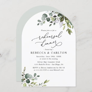 Elegant Arch Eucalyptus Greenery Rehearsal Dinner Invitation