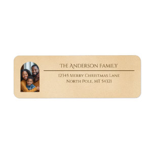 Elegant Arch Family Photo Beige Return Address Label