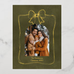 Elegant Arch Family Photo Bow Christmas  Foil Holiday Postcard
