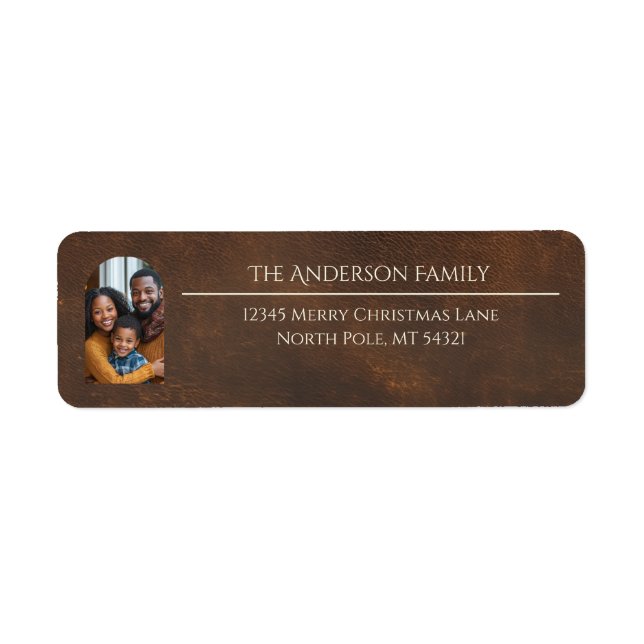 Elegant Arch Family Photo Brown Return Address Label (Front)