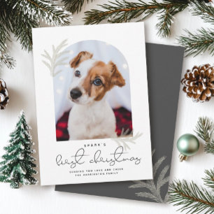 Elegant Arch First Christmas Pet Dog Modern Holiday Card