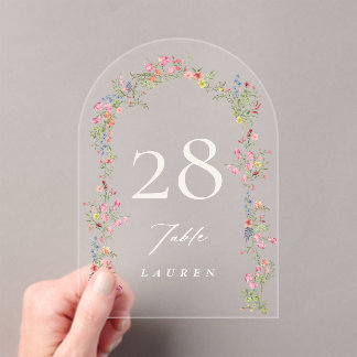 elegant Arch floral Wedding Acrylic Table Numbers