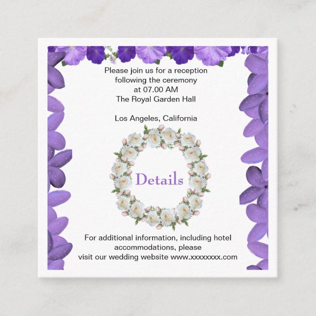 Elegant Arch Floral Wedding Details Card | Acrylic (Front)