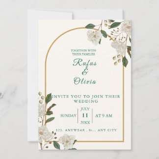 Elegant Arch Floral Wedding Invitation | rustic