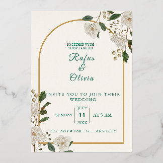 Elegant Arch Floral Wedding Invitation | rustic Foil Invitation