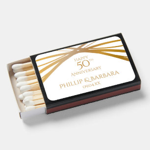 Elegant Arch Golden 50th Anniversary Party Favor Matchboxes