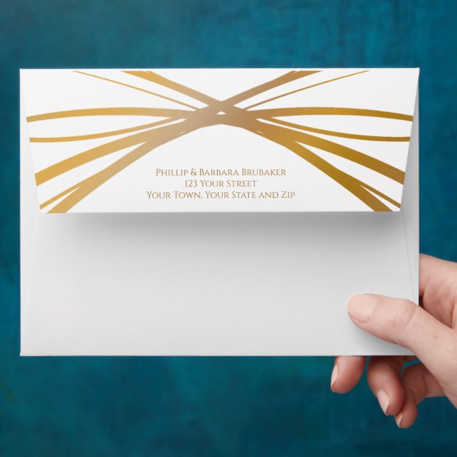 Elegant Arch Golden 50th Anniversary Save the Date Envelope (Hand)