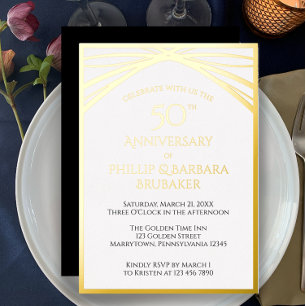 Elegant Arch Golden 50th Wedding Anniversary Party Foil Invitation