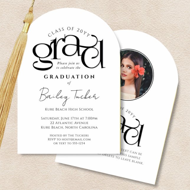 Elegant Arch GRAD Photo Graduation Invitation (Creator Uploaded)