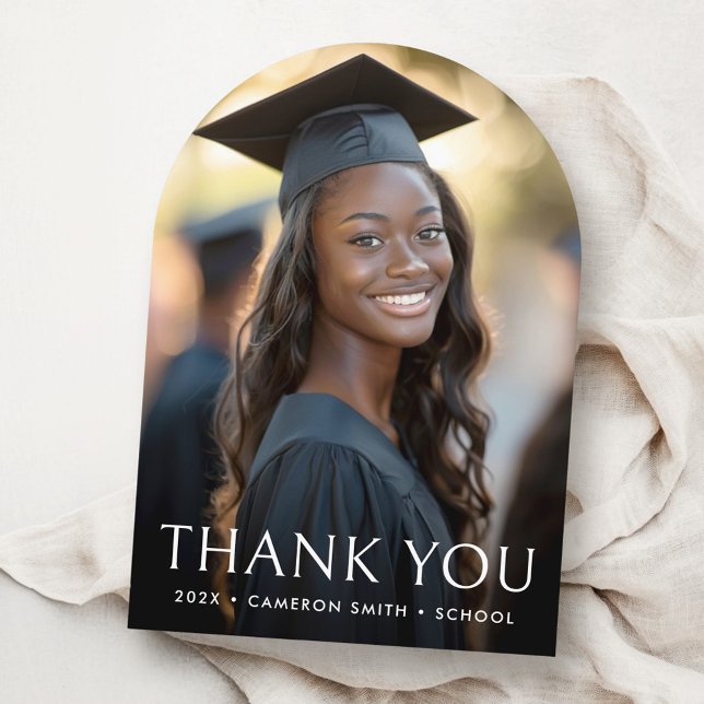 Elegant arch graduation photo Thank you card (Elegant arch graduation photo Thank you card)