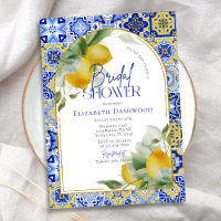 Elegant Arch Italian Blue Tile Lemon Bridal Shower