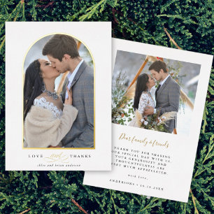 Elegant Arch Love & Thanks Photo Wedding Thank You Foil Invitation