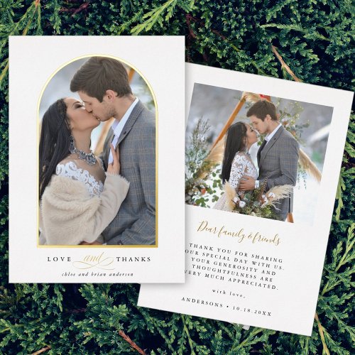 Elegant Arch Love  Thanks Photo Wedding Thank You Foil Invitation