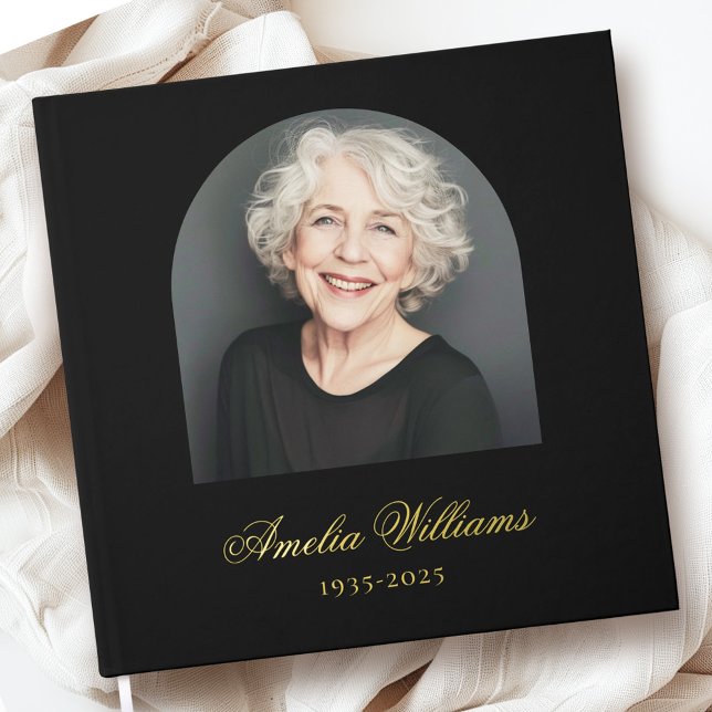 Elegant arch loving memory funeral memorial photo foil guest book  (Elegant arch loving memory funeral memorial photo guest book)