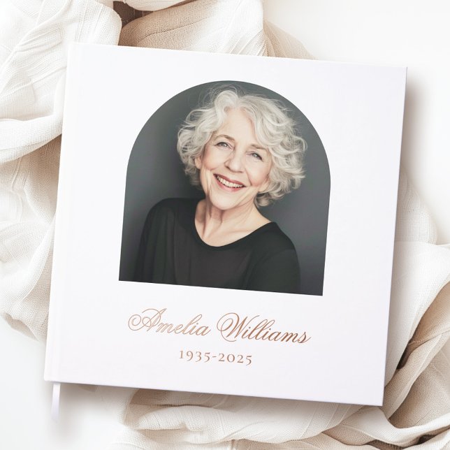 Elegant arch loving memory funeral memorial photo foil guest book  (Elegant arch loving memory funeral memorial photo foil guest book)