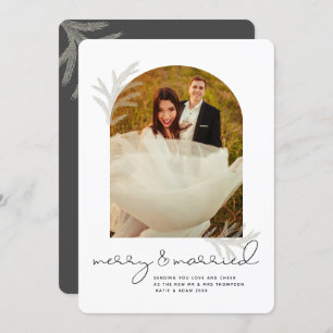 Elegant Arch Merry & Married Modern Spruce Holiday Card