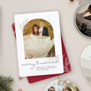 Elegant Arch   Merry & Married Modern Spruce Holiday Card