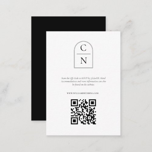 Elegant Arch Monogram QR Code RSVP Enclosure Card