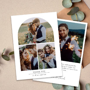 Elegant Arch Multi Photo Collage Wedding Thank You Card