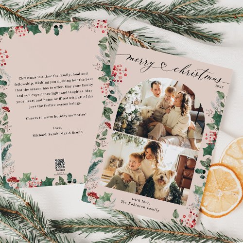 Elegant Arch Multi Photo Family Christmas Card