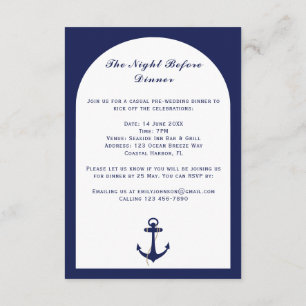 Elegant Arch Navy & White Nautical Wedding Details Enclosure Card