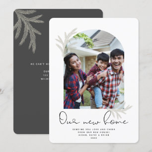 Elegant Arch OUR NEW HOME Modern Spruce Holiday Card