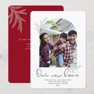 Elegant Arch   OUR NEW HOME Modern Spruce Holiday Card