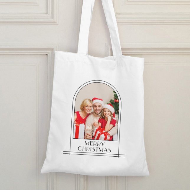   Elegant Arch Personalized Family Photo Christmas Tote Bag (Creator Uploaded)