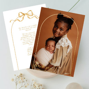 Elegant Arch Photo Chic Baby Shower Thank You Foil Invitation
