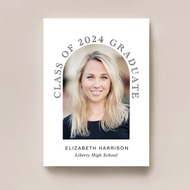 Elegant Arch Photo Class of 2024 Graduation Announcement (An elegant arch photo graduation announcement to celebrate the graduate's achievements)