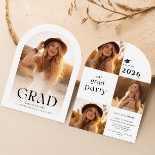Elegant Arch Photo Collage Grad Graduation Invitation