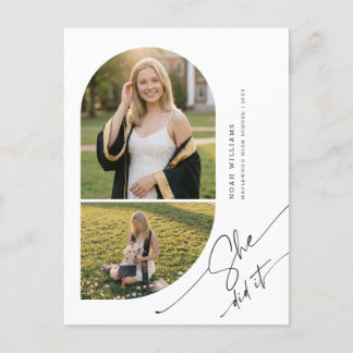 Elegant Arch Photo Collage Graduation Announcement Postcard