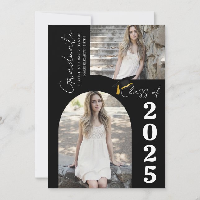 Elegant  Arch Photo College High School Graduation Announcement (Front)
