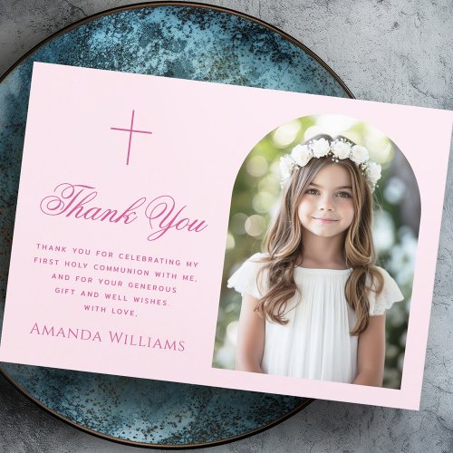 Elegant arch photo cross pink First Holy Communion