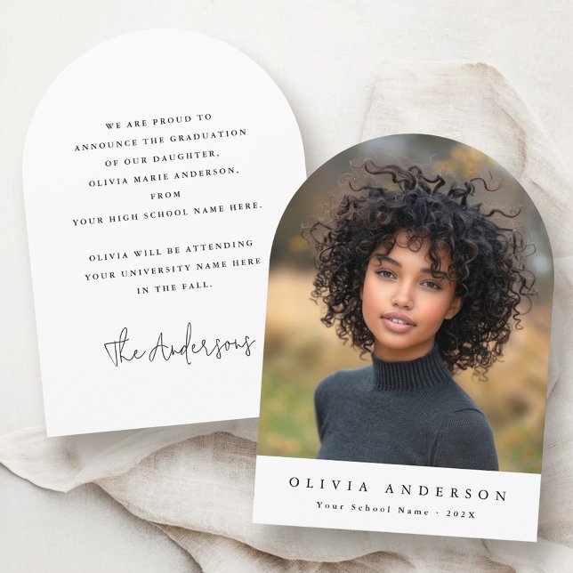 Elegant arch photo graduation announcement (Elegant arch photo graduation announcement)