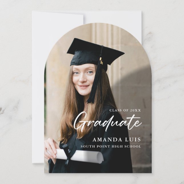 Elegant Arch Photo Graduation Invitation (Front)