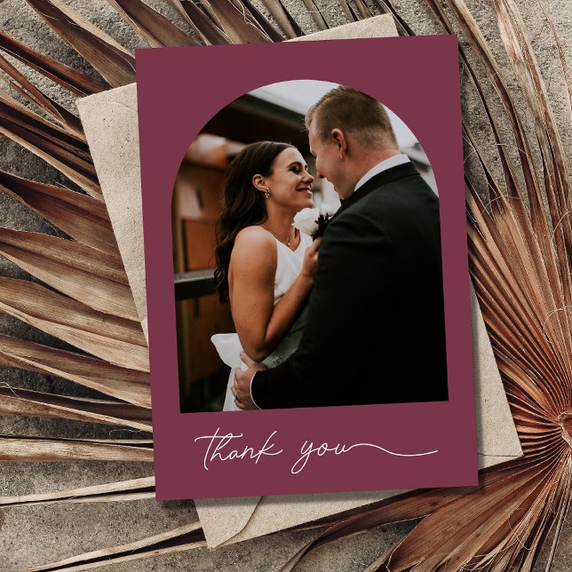 Elegant Arch Photo Jewel Tone Wedding Thank You  (Creator Uploaded)